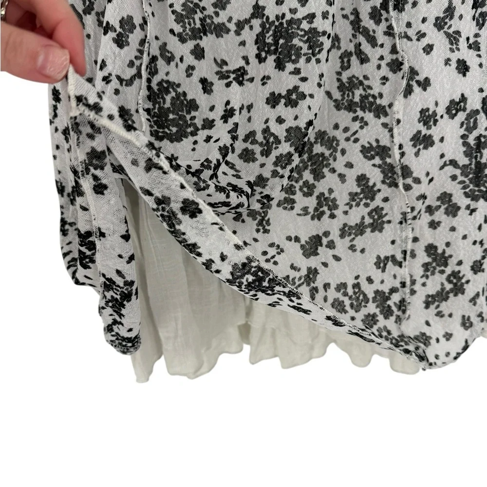 Fleur de Lis Layered Mixed-Print Boho Art Tunic Dress Floral & Polka Dot - Picture 3 of 11